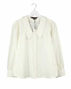 Lurex White Statement Collar Shirt from Fashion with Benefits